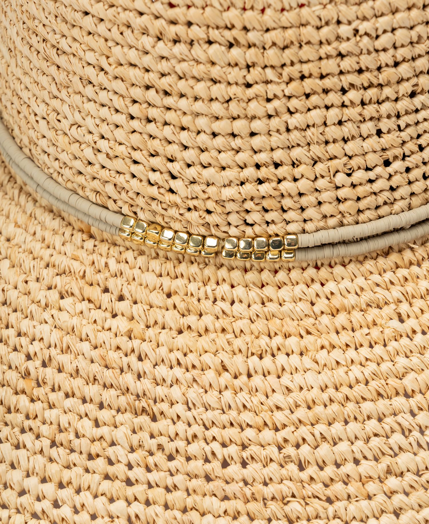 Raffia Face Saver Bead Trim Sun Hat