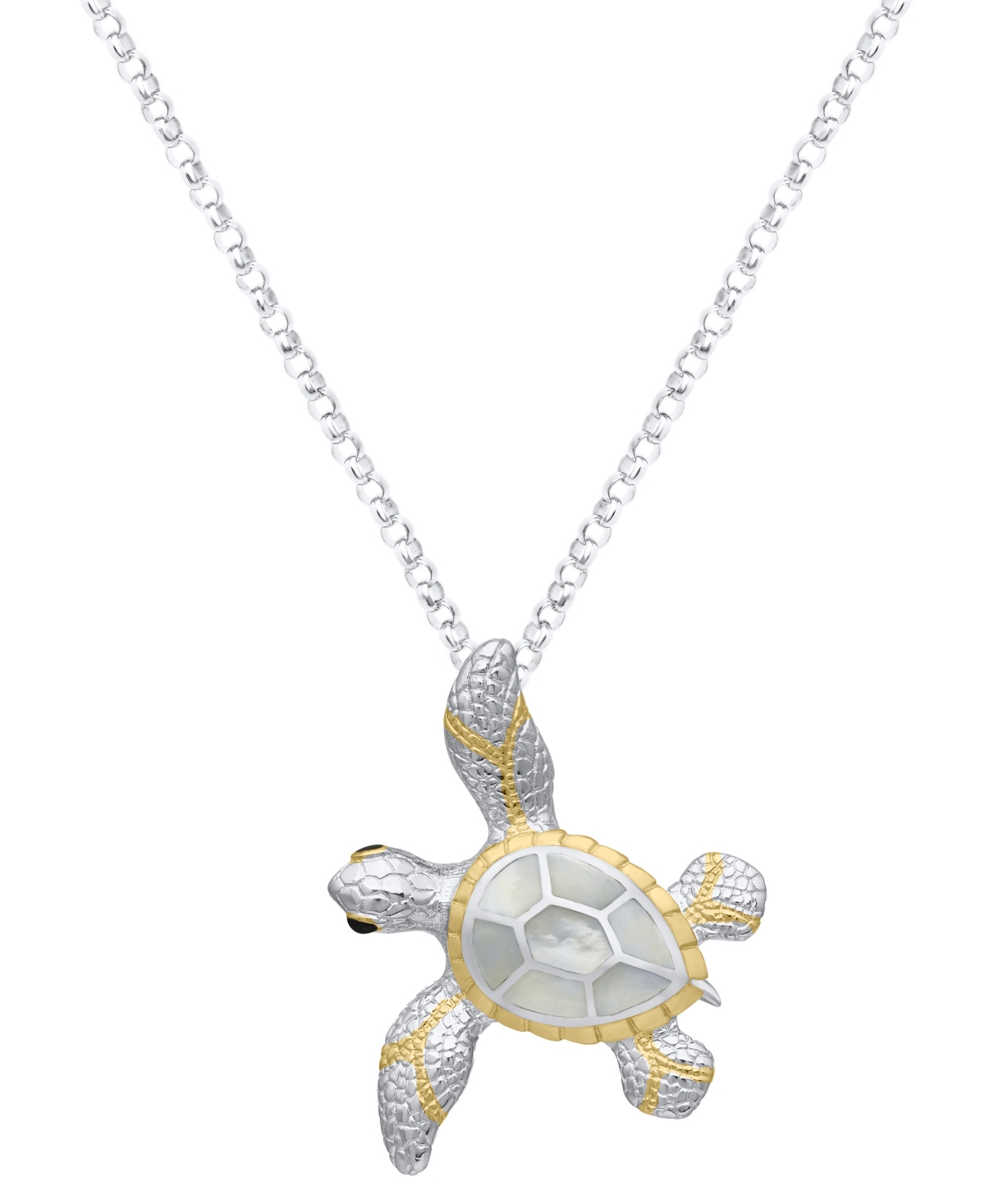 Macy's White Imitation Pearl Turtle Pendant Necklace in Sterling Silver