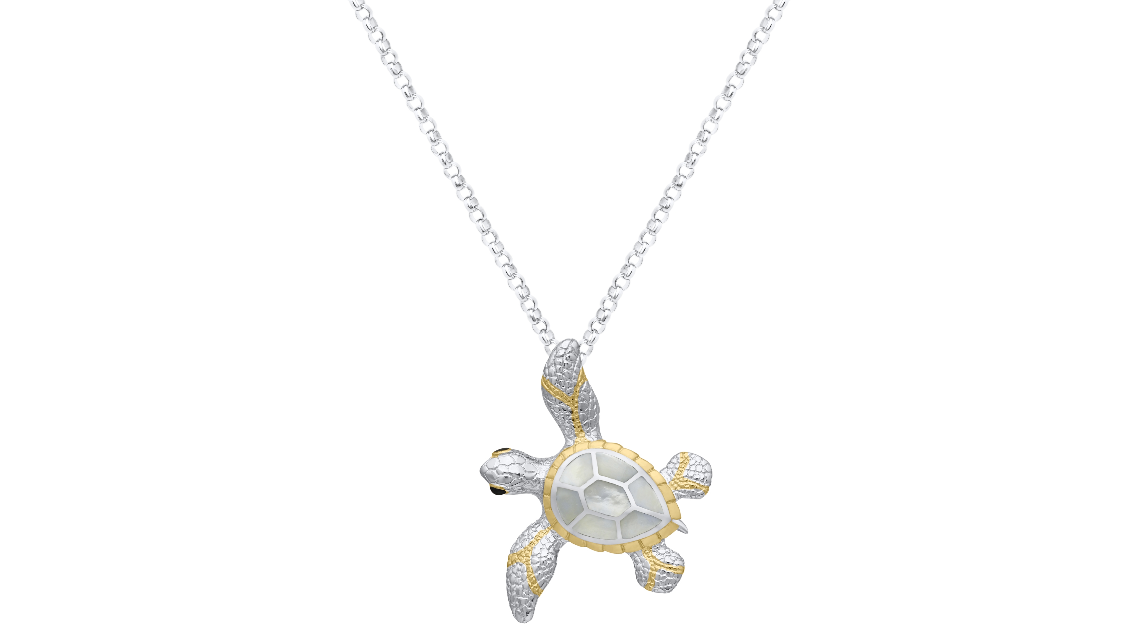 Macy's White Imitation Pearl Turtle Pendant Necklace in Sterling Silver