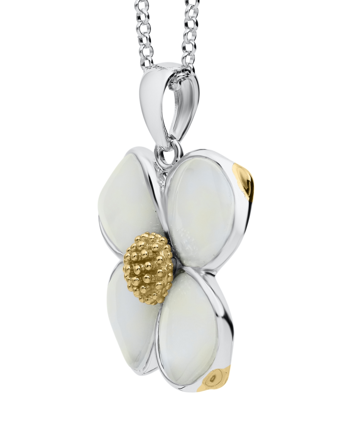 Macy's White Pearl Dogwood Pendant Necklace in Sterling Silver
