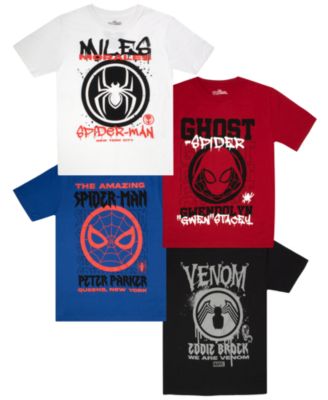 Spider-Man Little Boys 4-Piece Graphic Short Sleeve T-Shirt Bundle Set - Black/white/blue/red