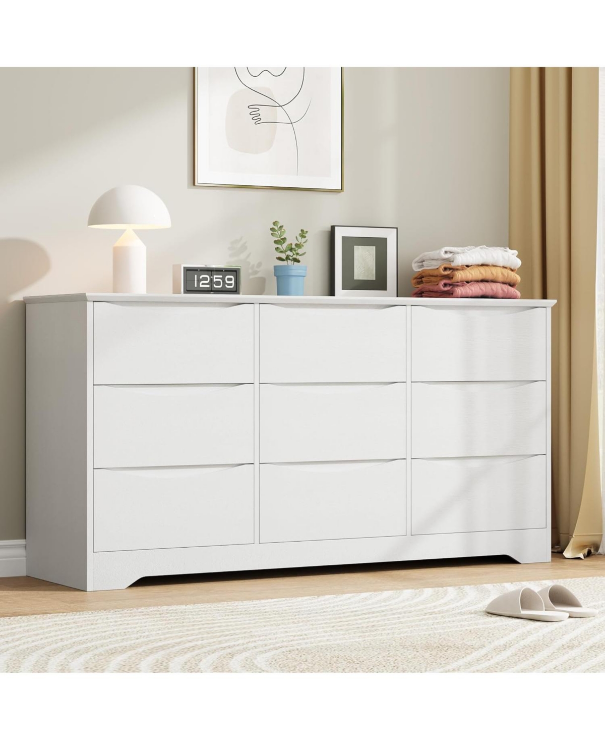 gaomon Drawer Tall Wood Dresser, Modern Storage Chest with Wide Top for Bedroom