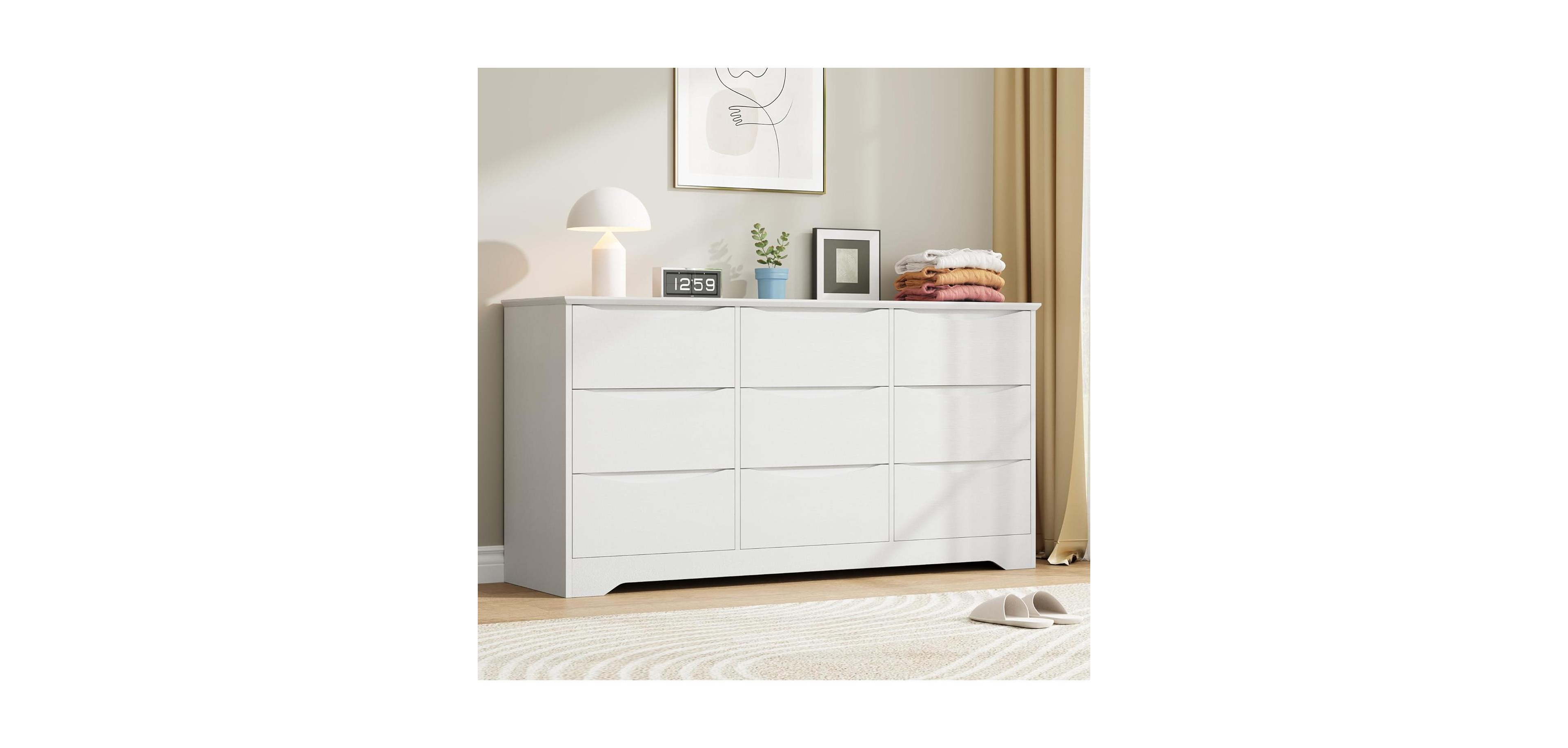 gaomon Drawer Tall Wood Dresser, Modern Storage Chest with Wide Top for Bedroom