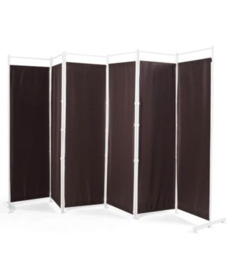 6-Foot 6-Panel Room Divider with Steel Support Base for Indoor Privacy Separation