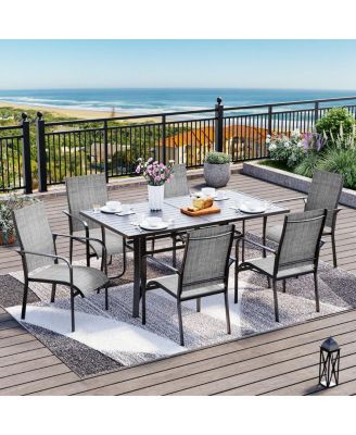 7 Piece Patio Dining Set, Outdoor Dining Table And Chairs Set For 6