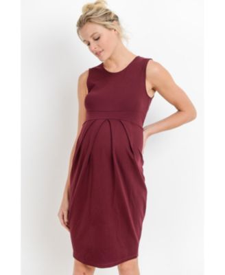 Maternity Sleeveless Pleated Bodycon Dress