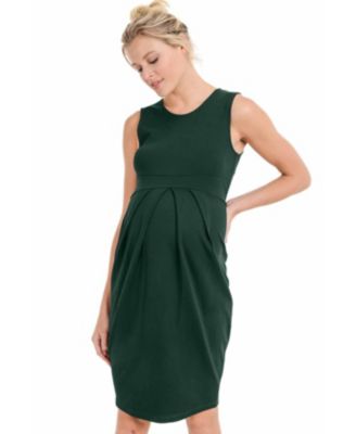 Maternity Sleeveless Pleated Bodycon Dress