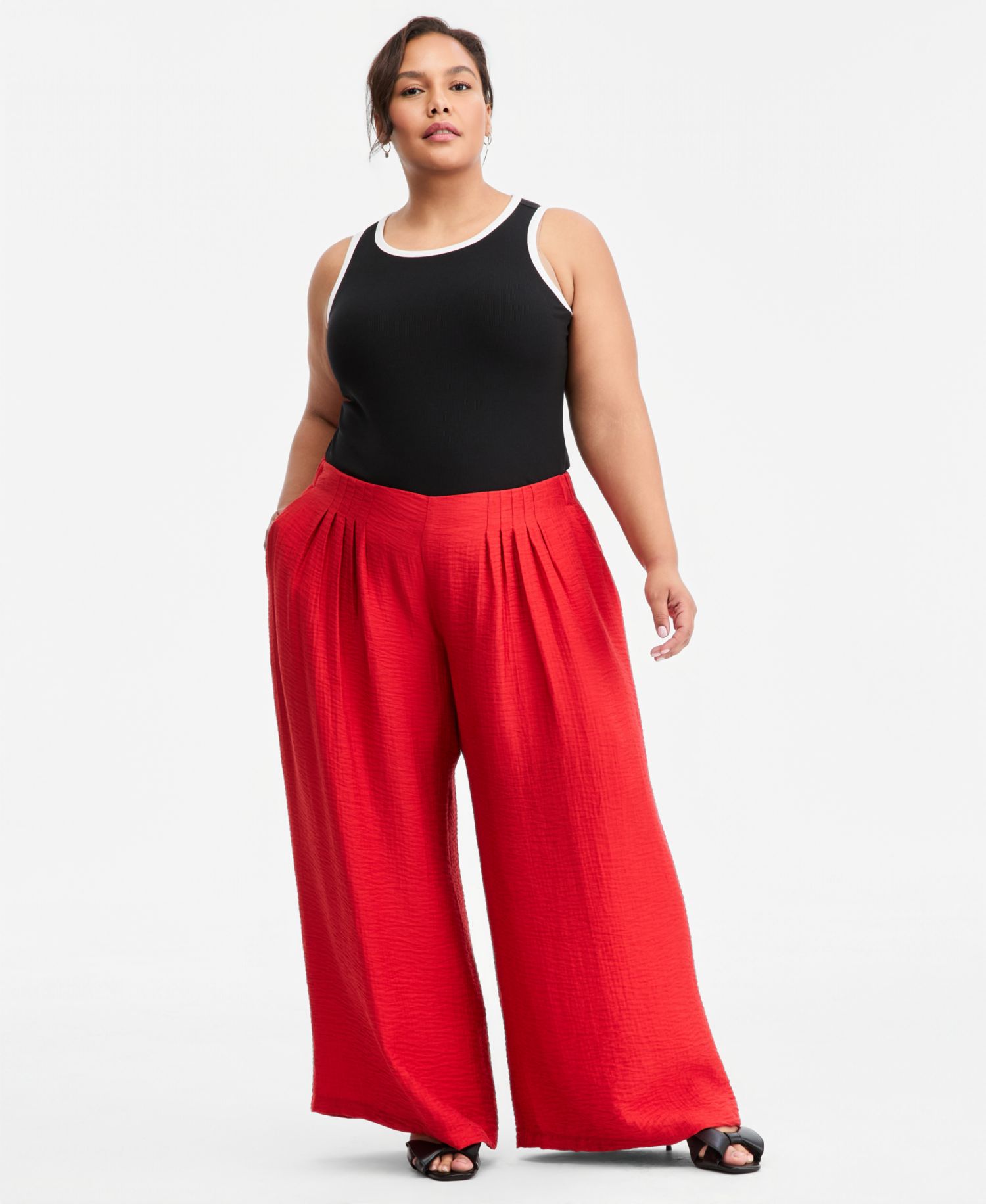 Trendy Plus Size Pull-On Pintucked Gauze Pants