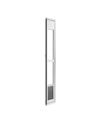Dog Door for Sliding Glass Door Adjustable Height Medium Flap 180 Degree Swing, White