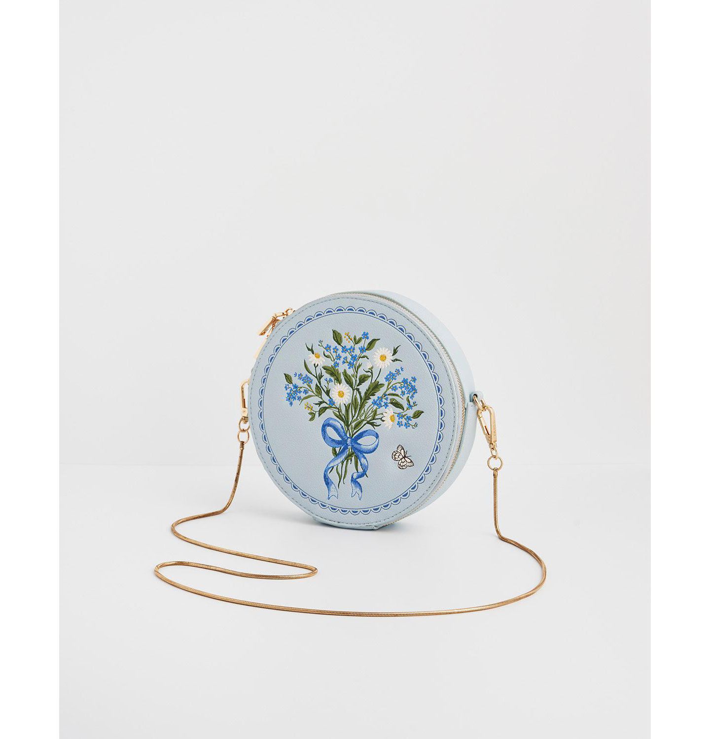 Женская сумка Fable England Floral Posy Embroidered Circle, цвет: Синий — фото 3