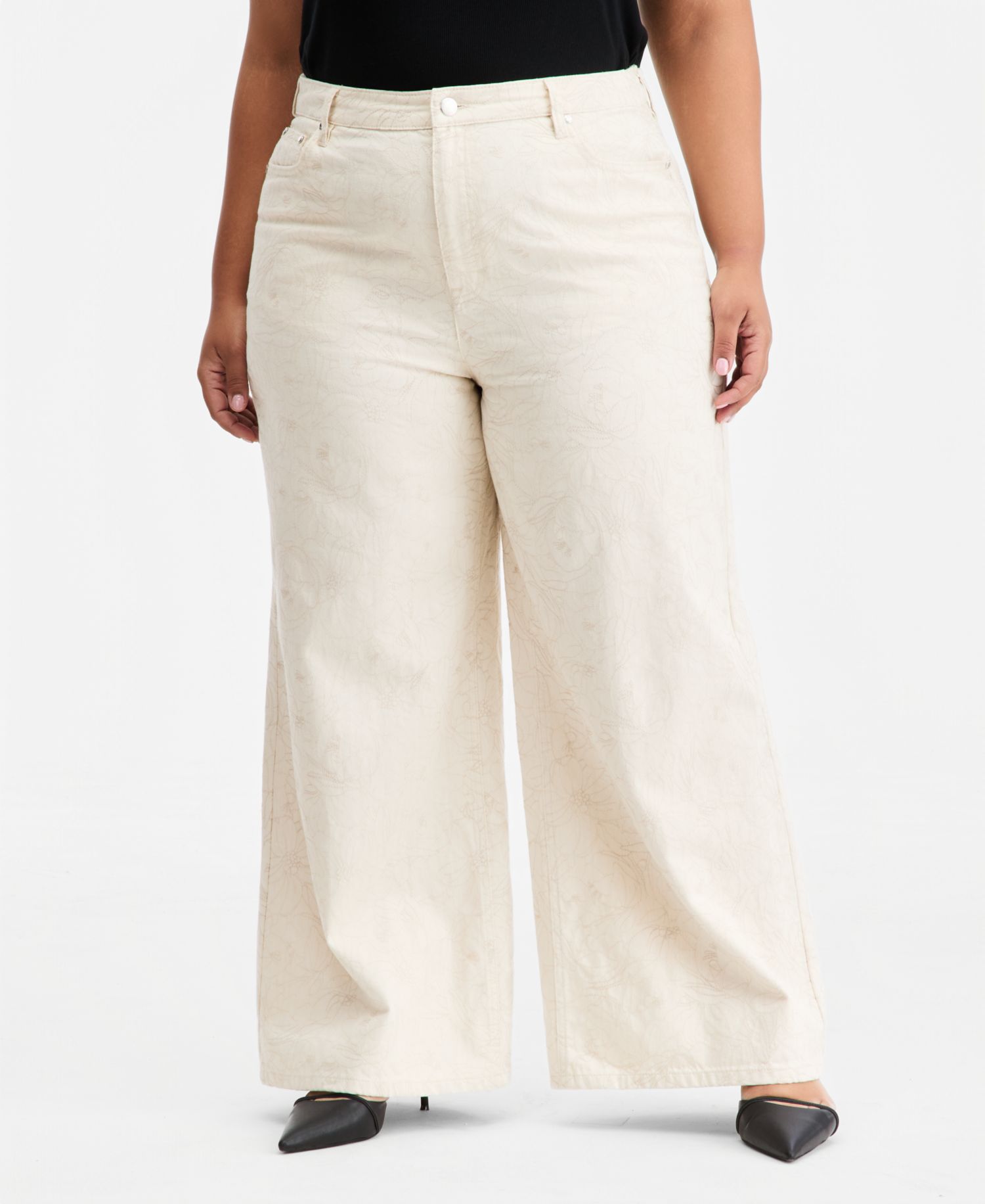 Trendy Plus Size Wide-Leg High-Rise Jeans, Macy's Exclusive
