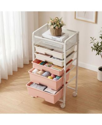 6-Tier Rolling Craft Cart, Art Craft Organizers and Storage with 5 Drawers and Lockable Wheels, Rolling Utility Cart