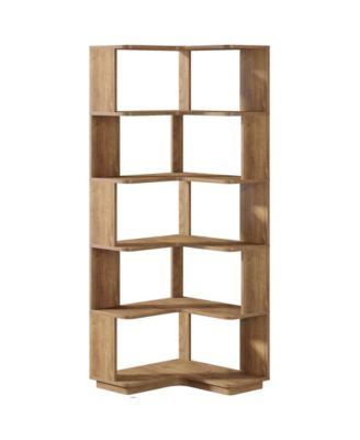 Corner L-Shaped Bookcase with 6 Shelves for Display and Storage