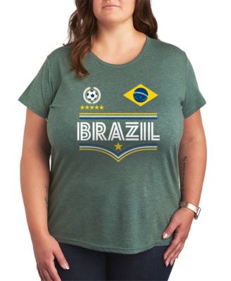 Plus Size Brazil Soccer Jersey Graphic T-Shirt