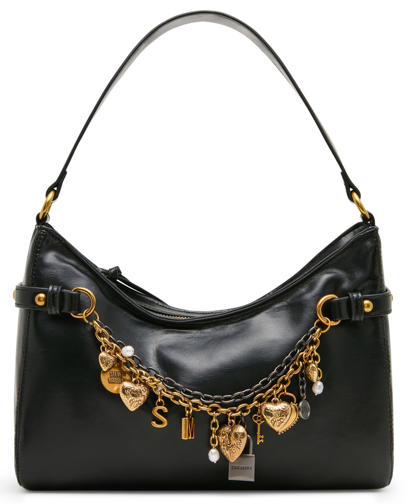 Женская сумка Steve Madden Lianna Relaxed Slouchy Small Shoulder Handbag, цвет: Чёрный — фото 1