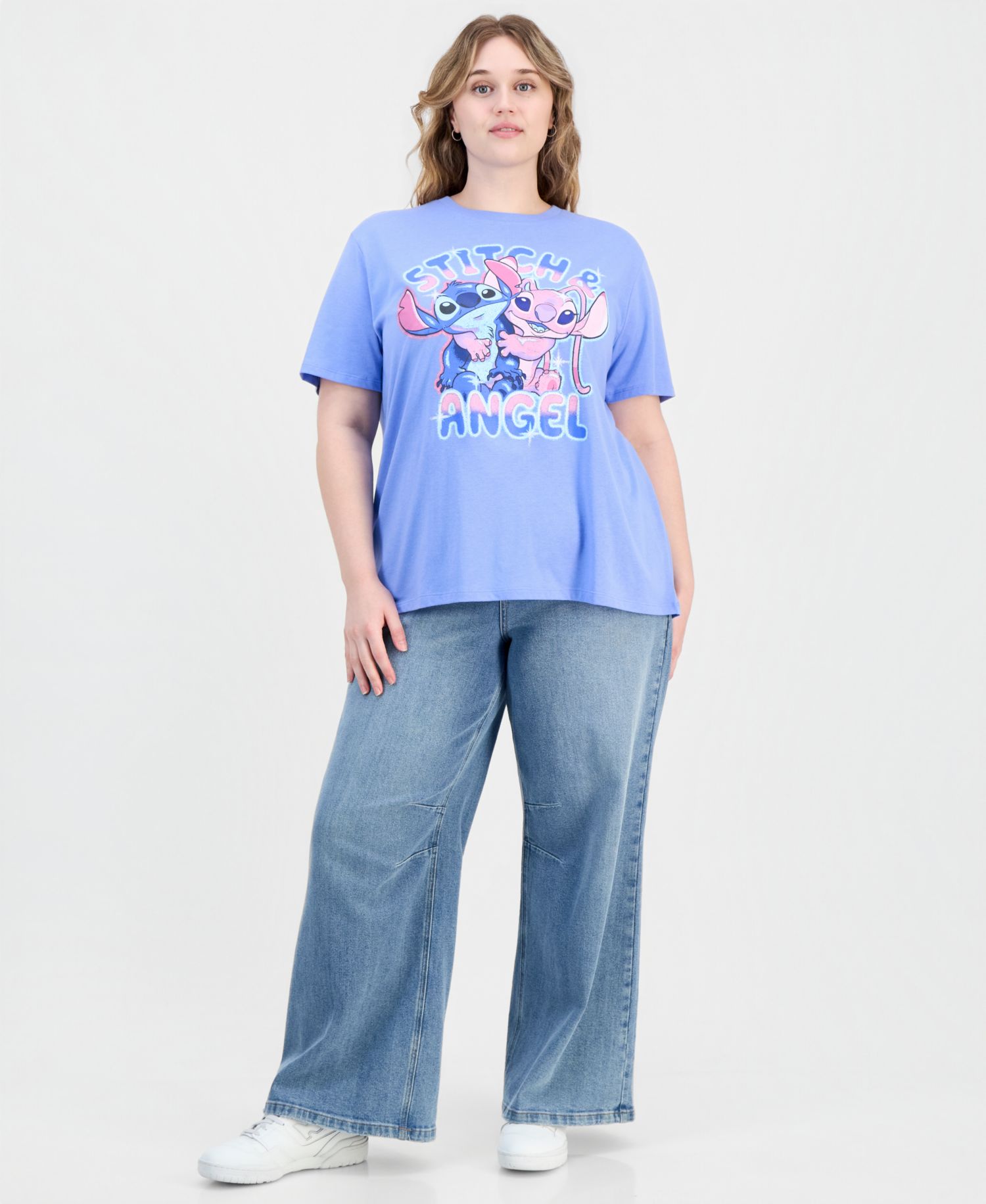 Trendy Plus Size Stitch & Angel Graphic T-Shirt