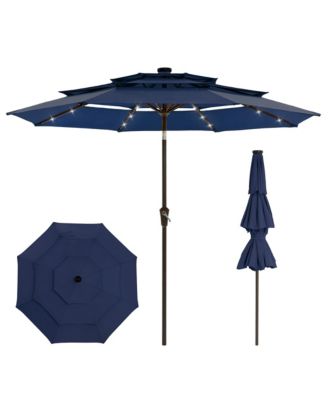9ft Patio Umbrella with 24 LED Lights, Vented Canopy, Crank & Tilt System, 8-Rib Design for Backyard, Garden, Deck & Poolside