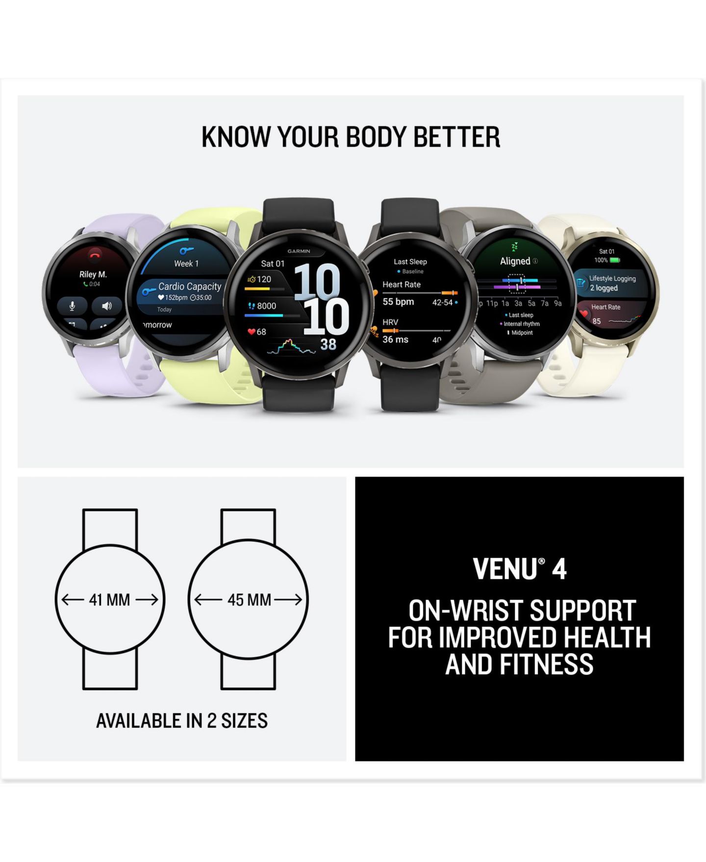 Смарт-часы Garmin Venu 4, 41 мм, цвет: Чёрный силиконовый — фото 7