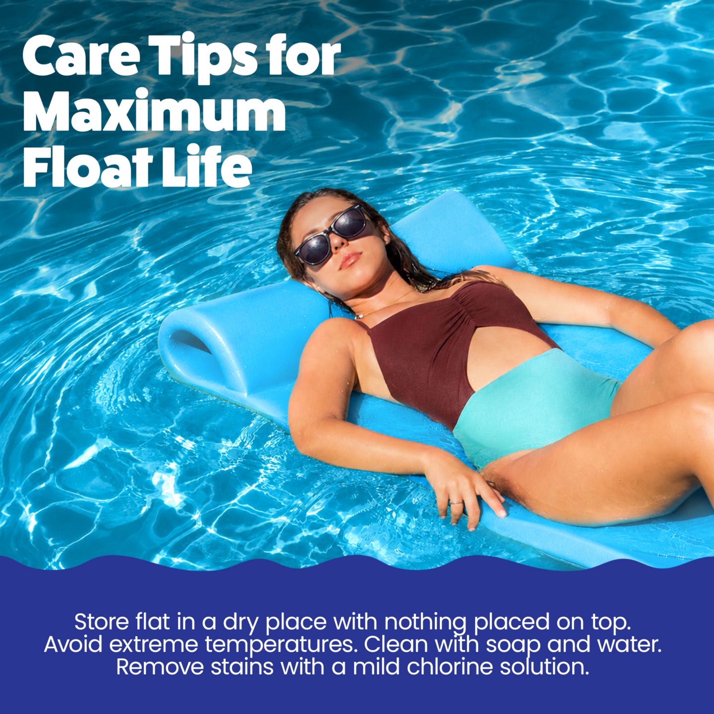 Детская игрушка TRC Recreation Splash 1.25" Thick Foam Swimming Pool Float Mat, Marina Blue — фото 5