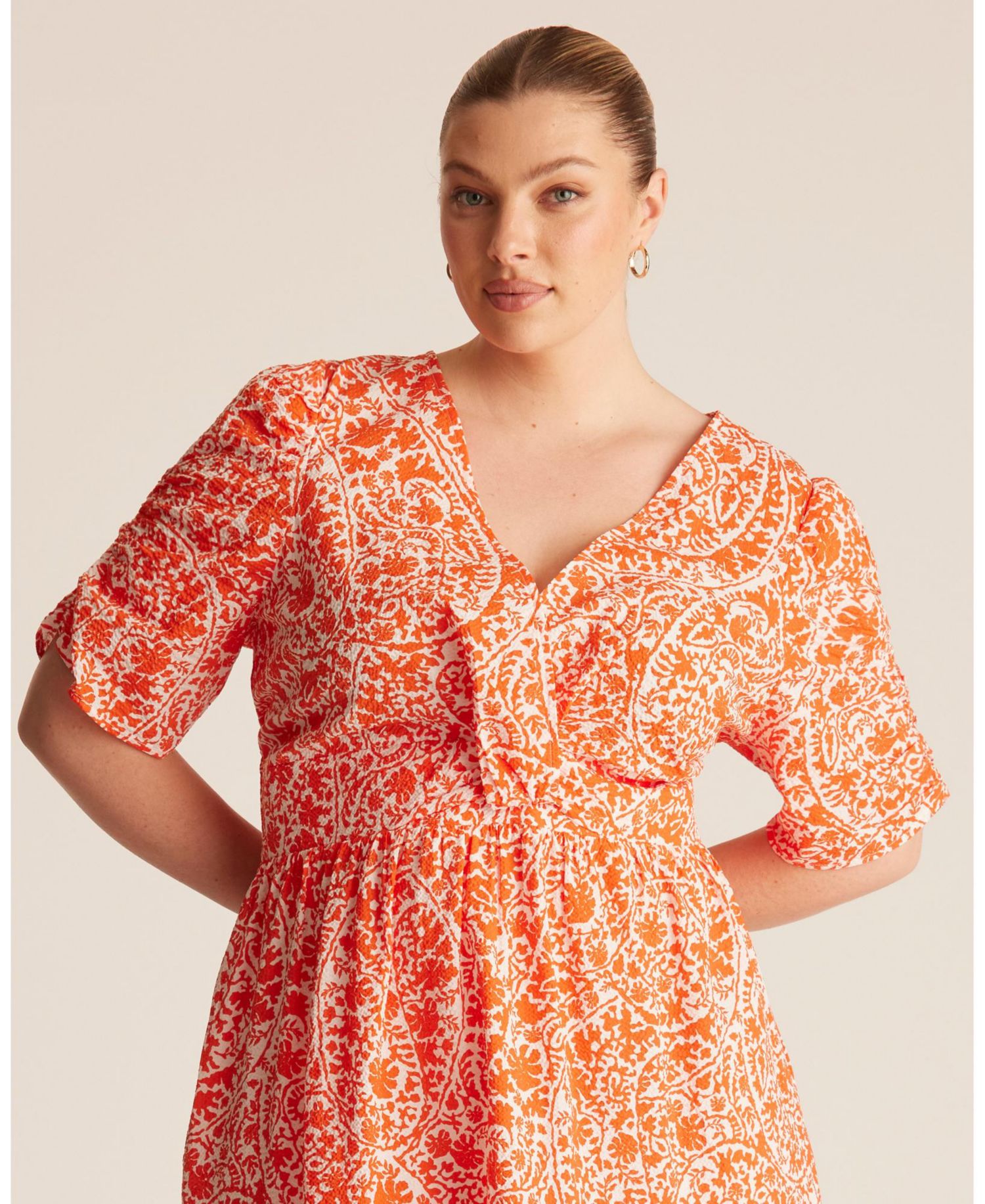 Plus Size Dreamaya Tiered V-neck Fit Flare Midi Dress