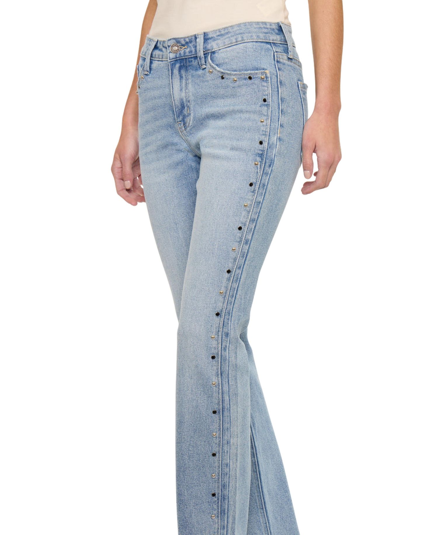 Women's Mid Rise Rhinestone Stud Bootcut Jeans