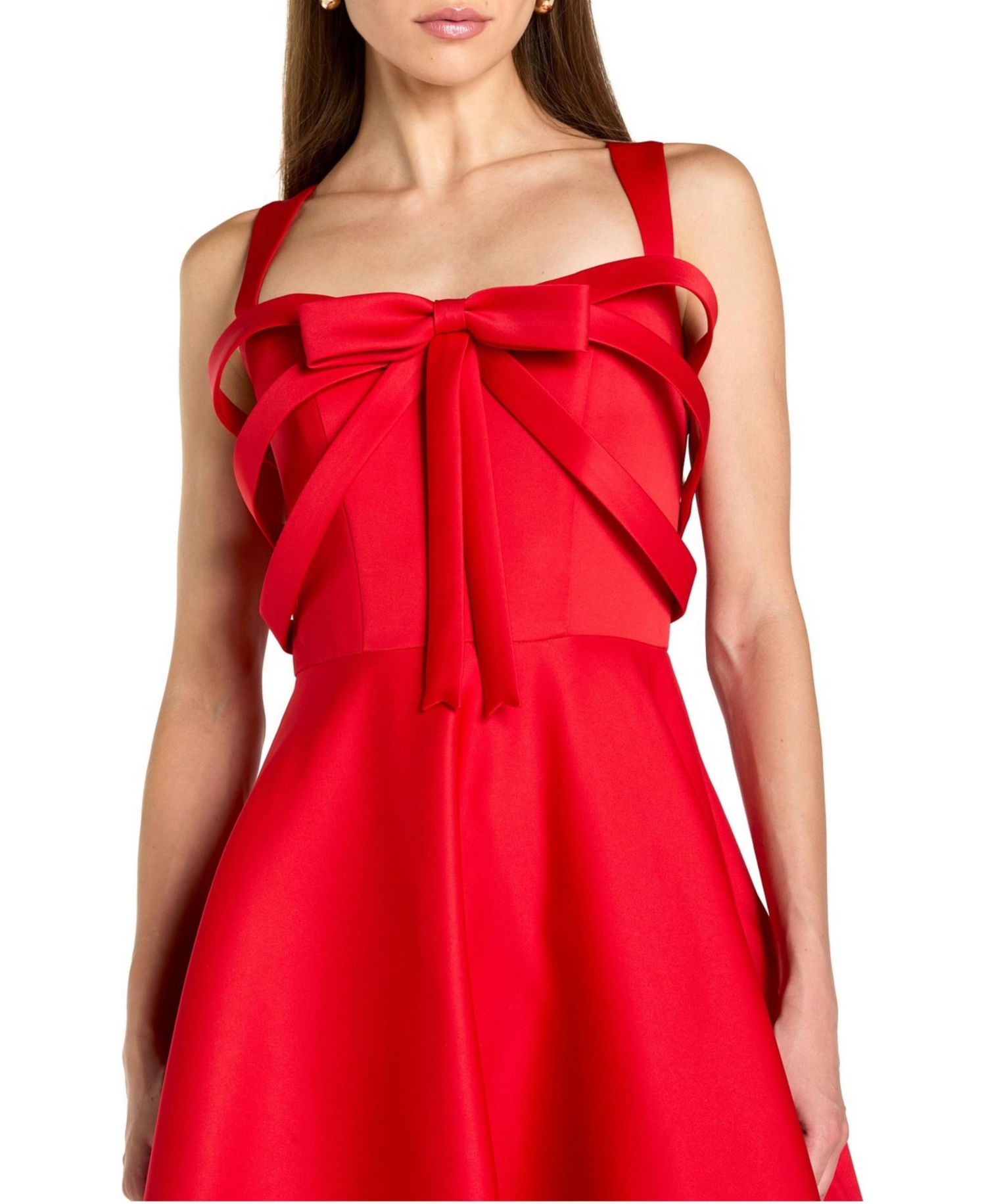 Women's Satin Sleeveless A Line Ankle Dress With Bow