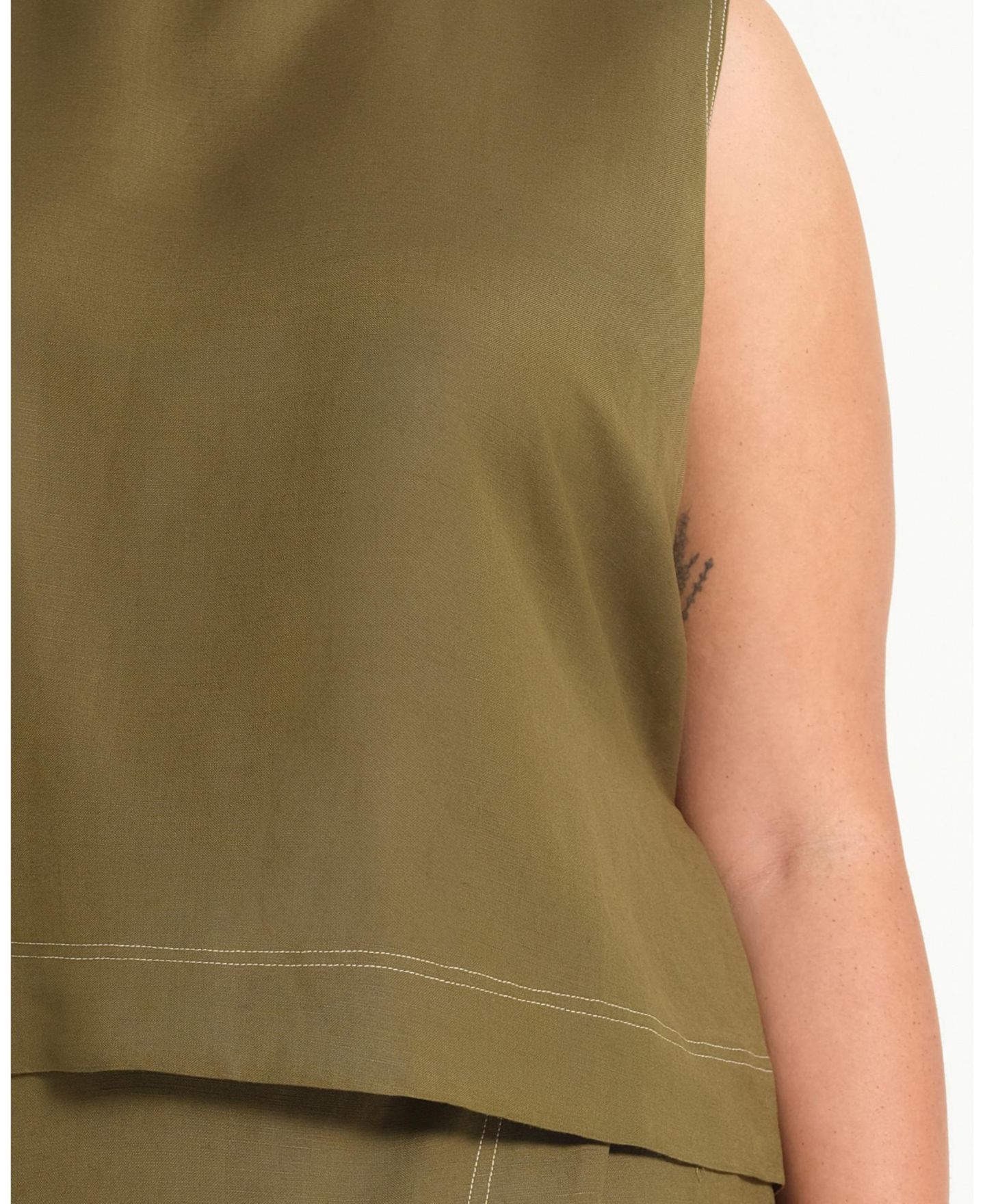 Женский топ ESTELLE Plus Size Sonnet Linen Sleeveless Summer Tie-back, цвет: Зелёный — фото 6