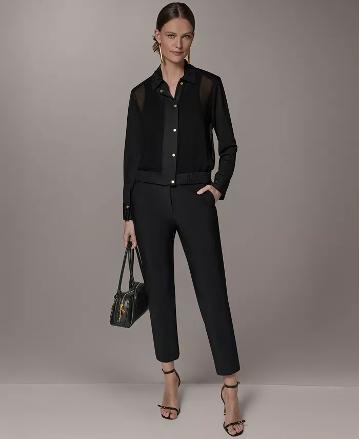 Petite Mix Media Zipper Jacket - thumbnail 7