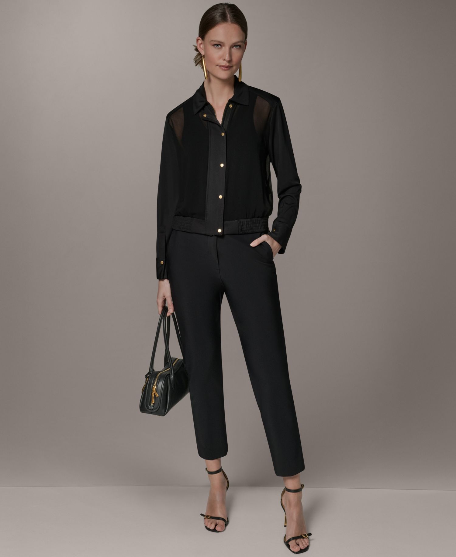 Petite Mix Media Zipper Jacket