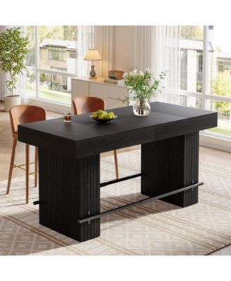 62.2'' Dining Table for 4-6, Kitchen Table with Footrest, Counter Height Dining Room Table, High Top Kitchen Bar Table