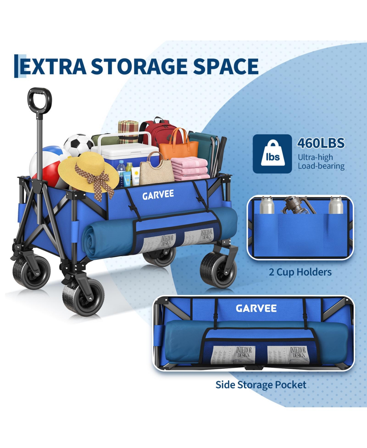 gaomon 460LBS Weight Capacity Foldable Wagon Carts for Outdoor Storage, Groceries, Shopping, Camping