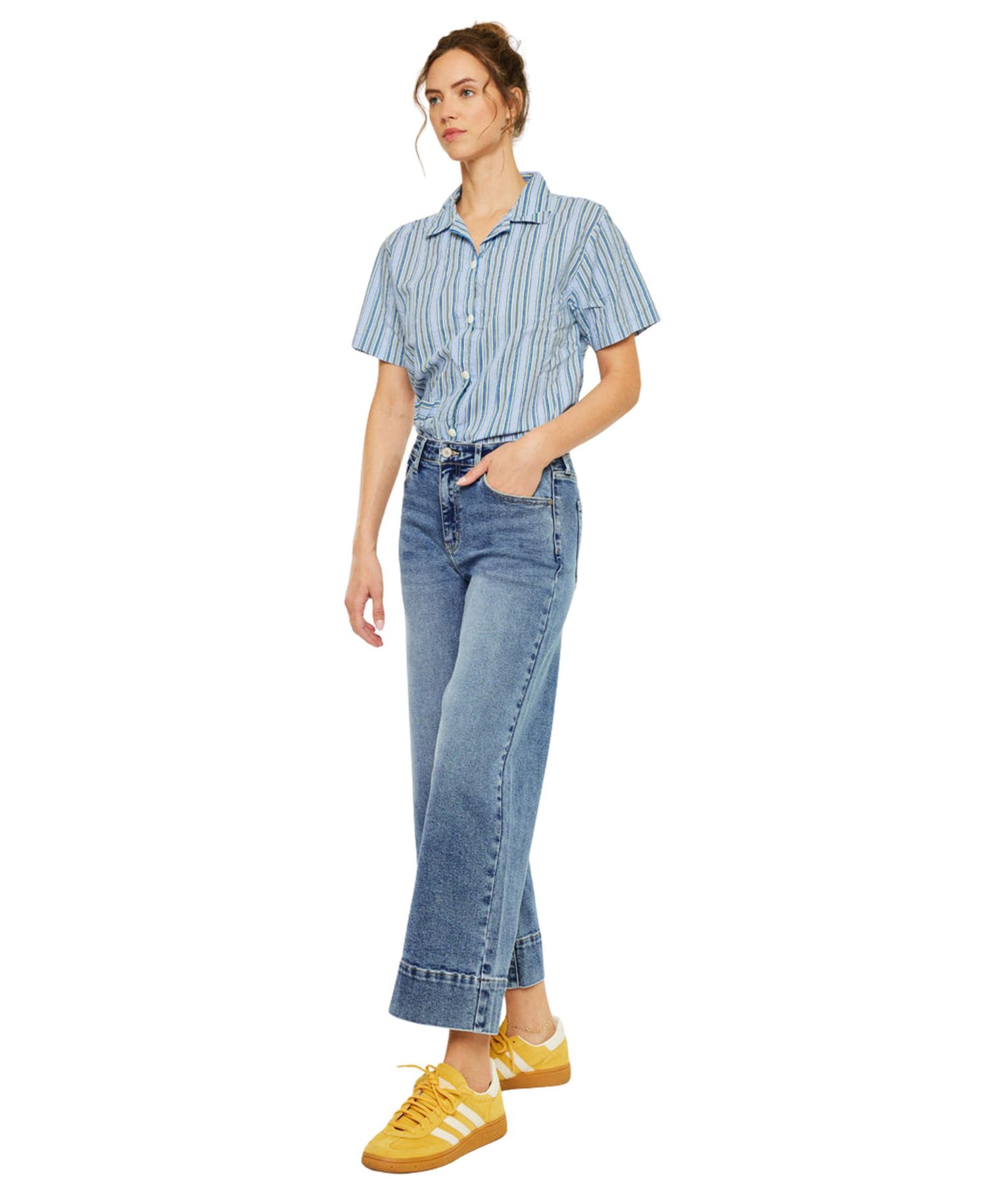 Women's Nessa High Rise Crop Wide Leg Jeans