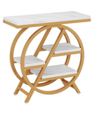 4 Tier End Table with Storage Shelves for Small Spaces