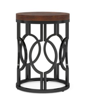 Round End Table with Metal Hollow Frame for Living Room