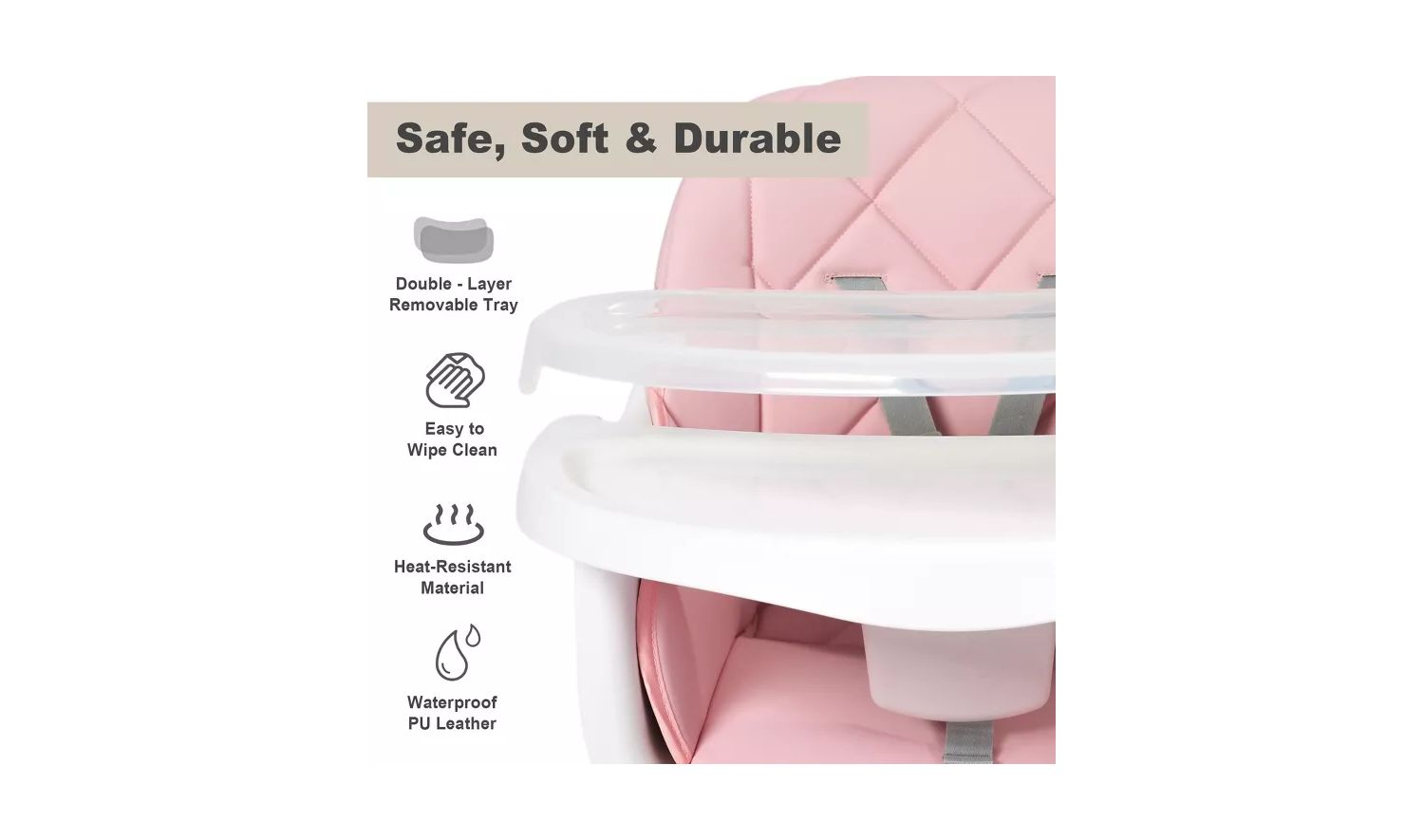 7-in-1 Convertible Baby High Chair with Removable Tray and 5-Point Harness