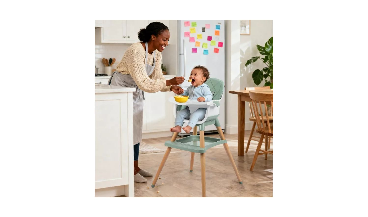 7-in-1 Convertible Baby High Chair with Removable Tray and 5-Point Harness