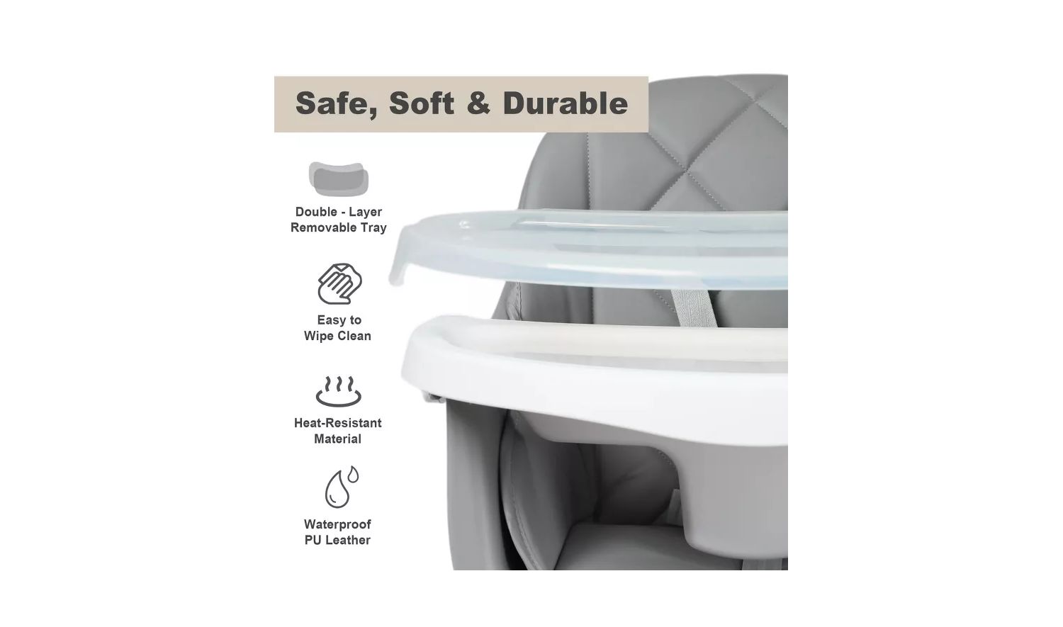 7-in-1 Convertible Baby High Chair with Removable Tray and 5-Point Harness