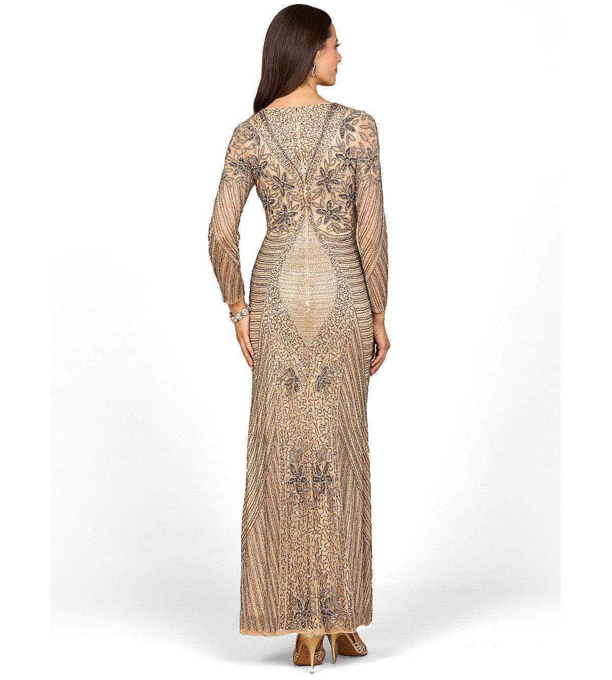 Lara Women's Long Sleeve Beaded Maxi Gown view 2 — MAYCSS fashion products
