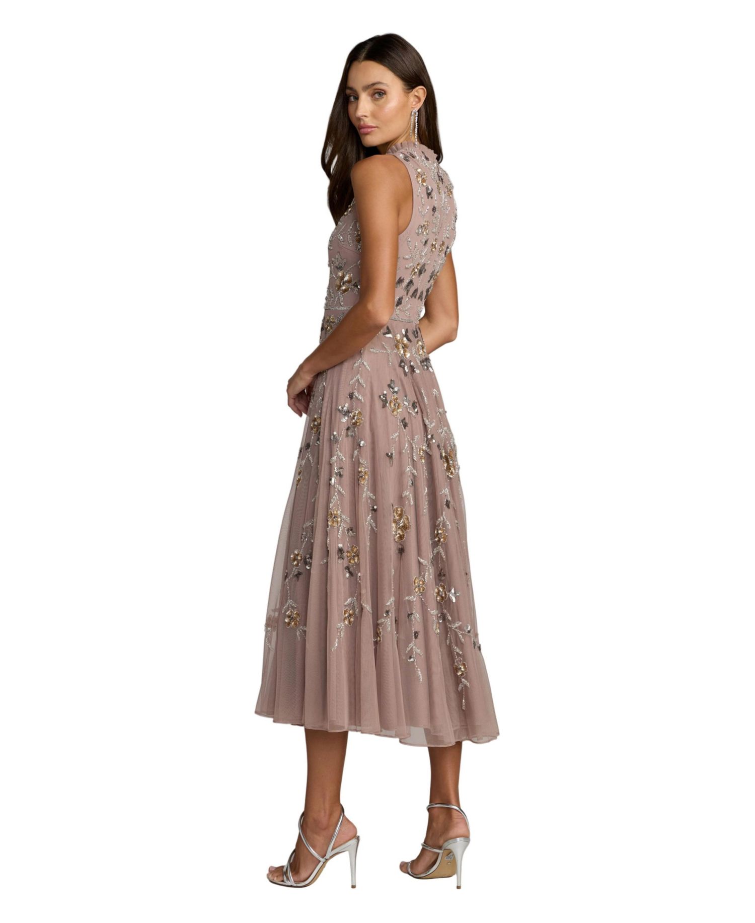 Women's Embellished High Neck Butterfly Sleeveless Gown