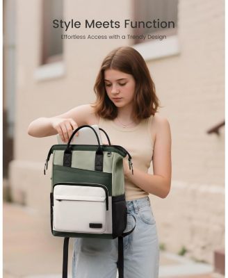 best work backpack women's laptop LOVEVOOK for Women with Pouch Pocket for Large Capacity Cup,15.6 Inch Laptop Computer Bag Travel Backpack Purse,Waterproof Business Backpack College Teacher Bags,Beige-Black-Brown : Electronics Stylish womens laptop backpack for work LOVEVOOK Laptop Backpack for Women,
