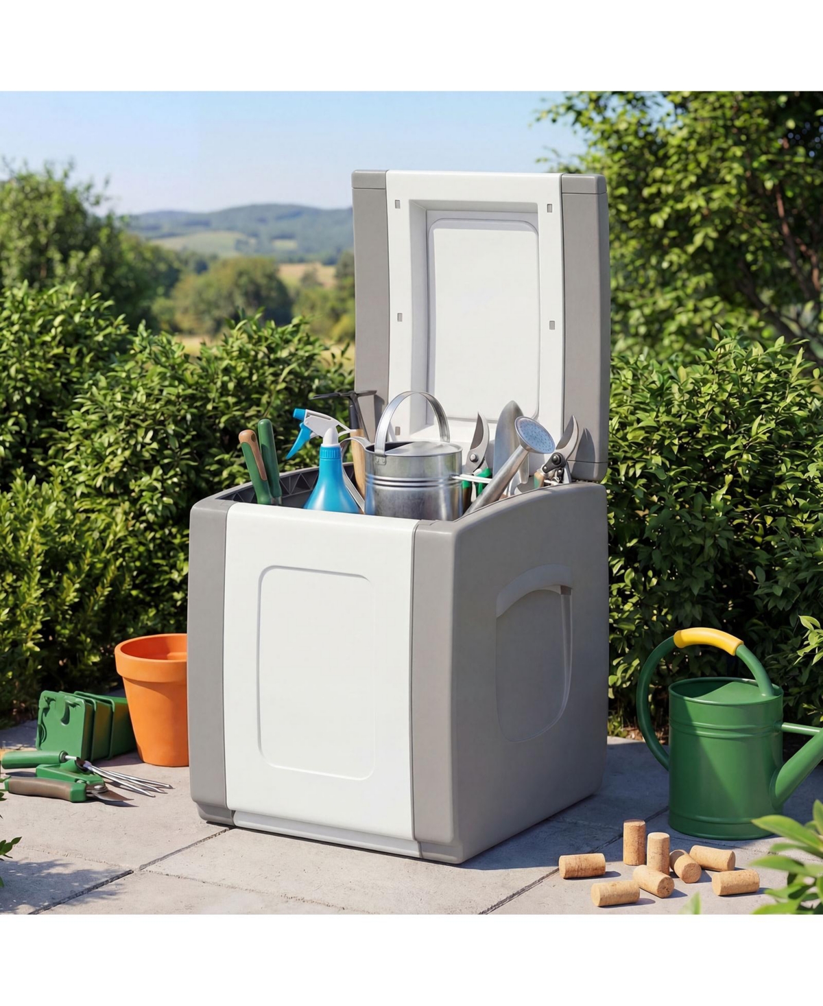 Gymax Deck Box Patio Container w/ Lockable Lid Weatherproof Plastic Storage Bin
