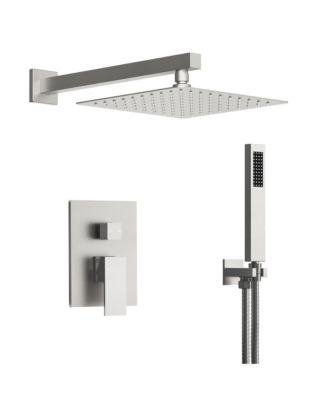 10" Rain Shower Head High Pressure Wall Mount Shower System Bathroom Shower Faucet Set with Handheld Spray Brushed Nickel