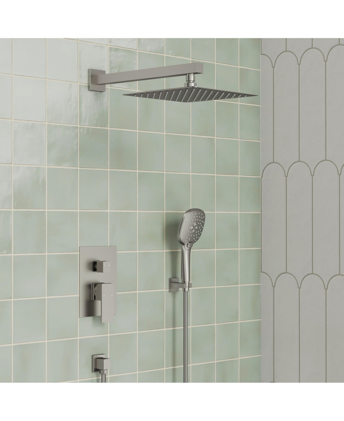 Everstrein High-Pressure Rain Shower System, Shower Faucet Set 10" Rainfall Shower Head with 3-Function Handheld Spray Brushed Nickel