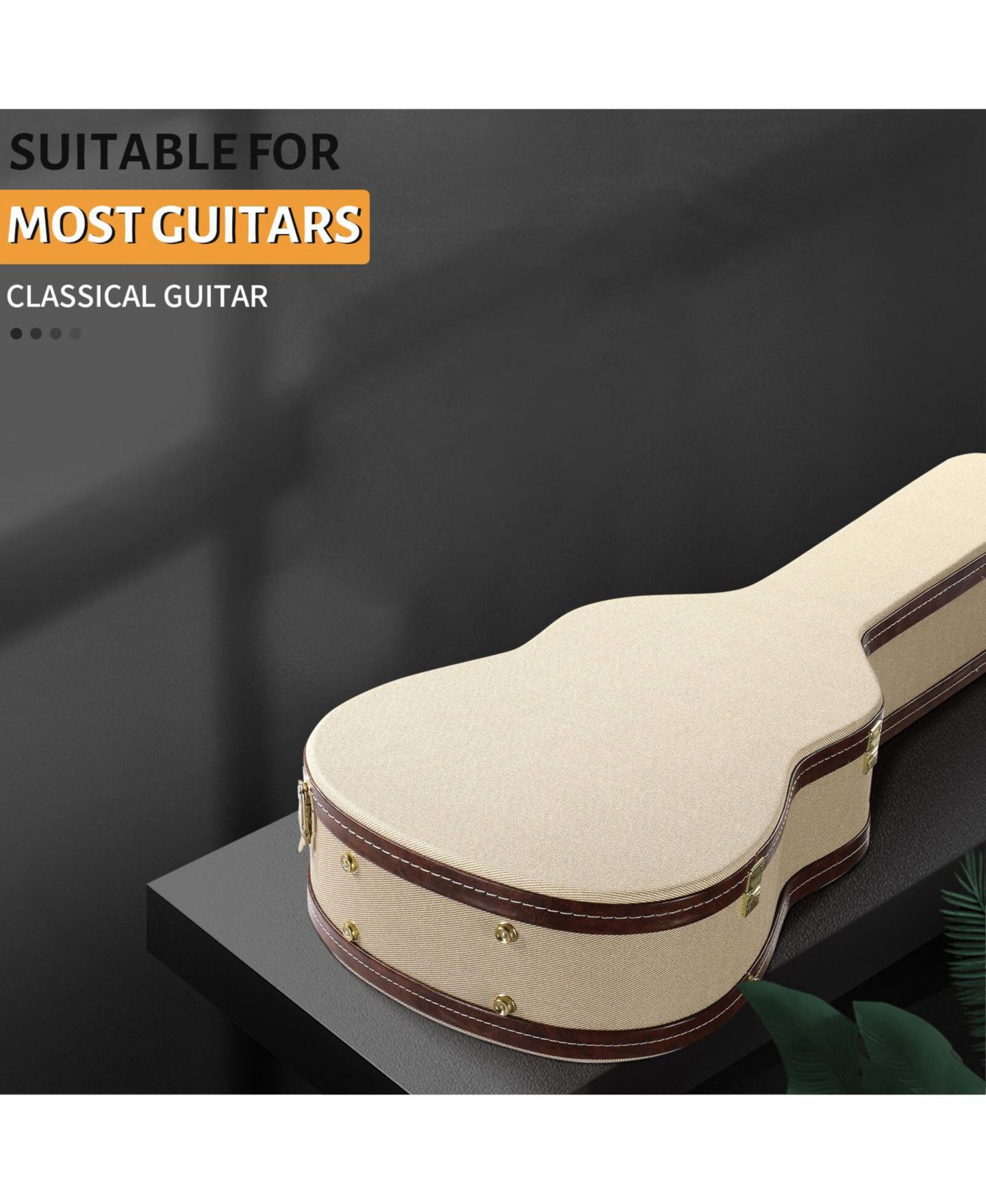 Балетки Yescom 39" Classical Guitar Hard Case with Lock Accessory Compartment for Airline Travel Guitar Hardshell Carrying Case Microgroove, цвет: Natrual — фото 6