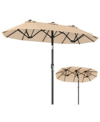 Double-Sided Patio Umbrella w/Push Button Tilt Crank Handle 3 Air Vents for Pool