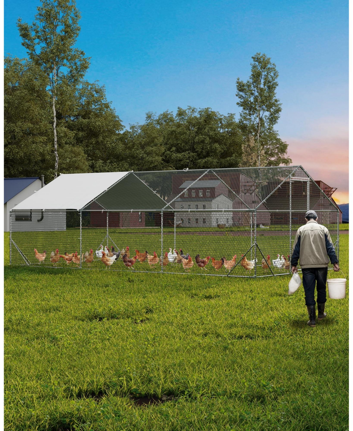 gaomon 13.12'L x 9.84'W x 6.56'H Walk in Chicken Coop, Poultry Cage for Outdoor Storage