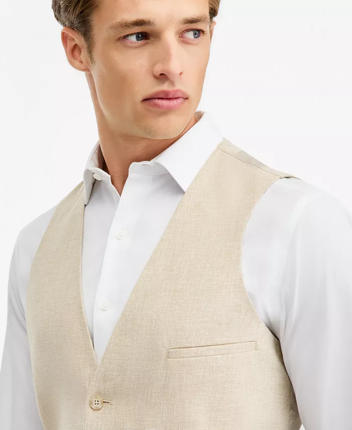 Men's Slim-Fit Linen-Blend Suit Separates Vest - thumbnail 7