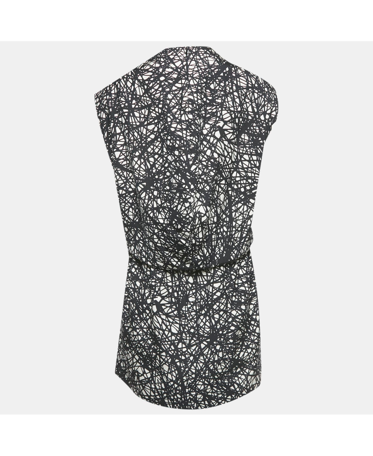 Pre-Owned Balenciaga Women's Monochrome Scribbled Noise Print Silk Mini Dress