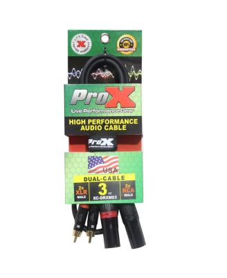 XC-DRXM03 3' Dual RCA-M to Dual XLR3-M Unbalanced High Performance Audio Cable