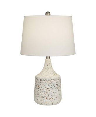 23 1/2" High Small Modern Coastal Accent Table Lamp Terrazzo Marble Single Shade Living Room Bedroom